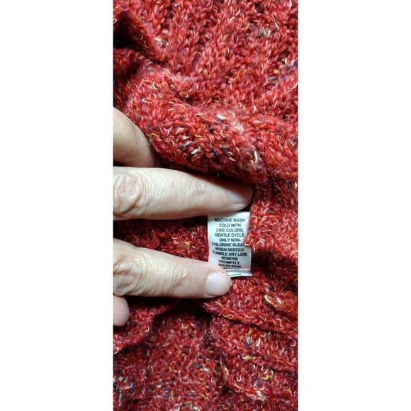 Cato Womens Small Sweater Hoodie Red Kamgaroo Pocket Long Sleeve Ribbed Pullover - Picture 6 of 11